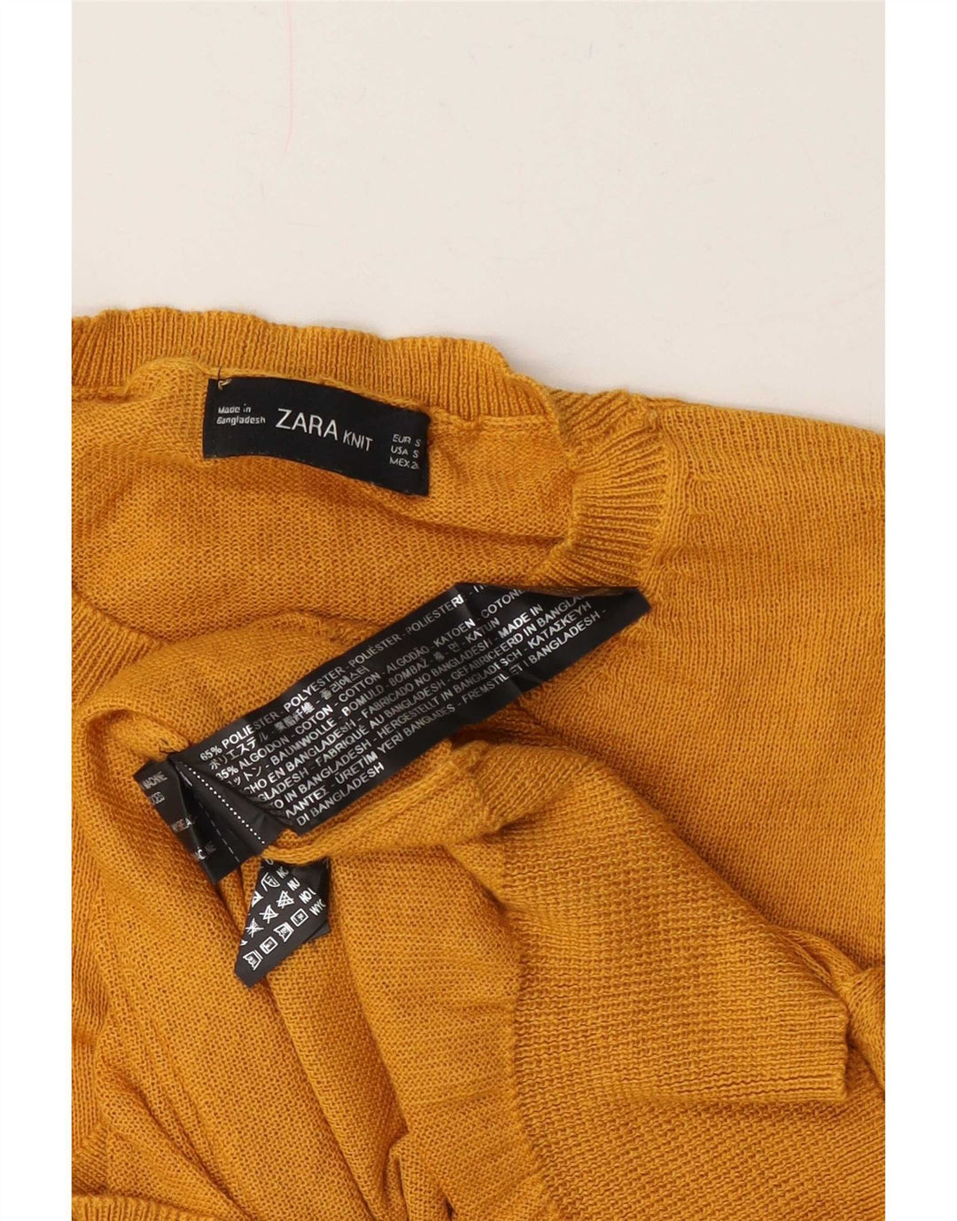 Zara Γυναικείο πουλόβερ με λαιμόκοψη Crop Crop UK 10 Small Yellow Polyester
