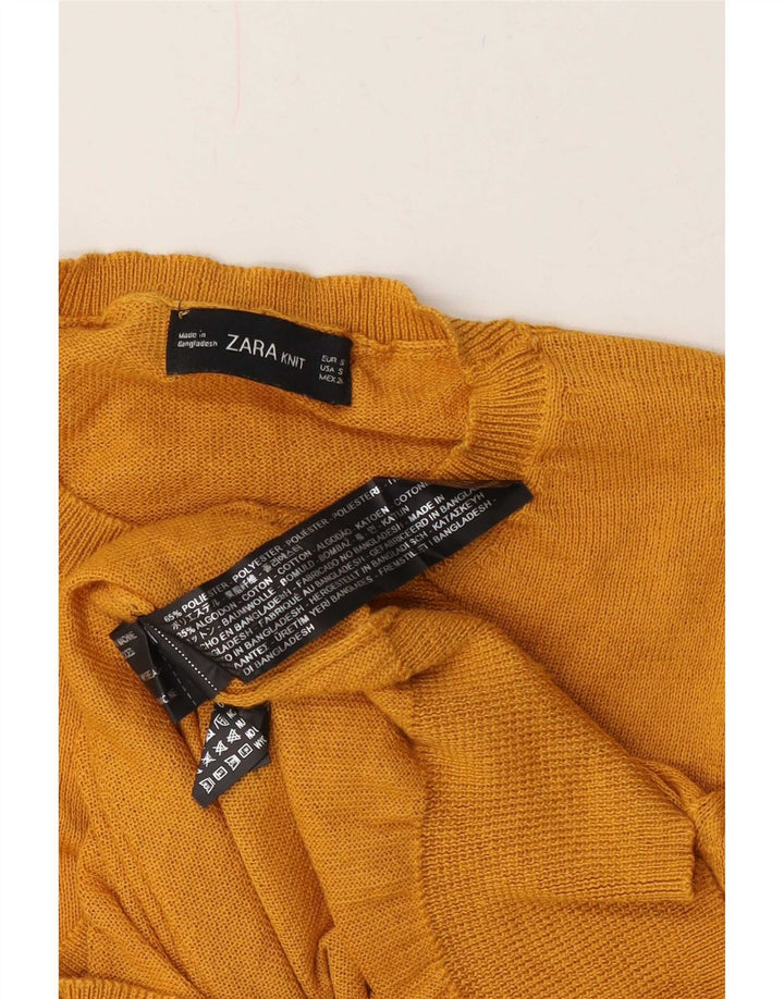 Zara Γυναικείο πουλόβερ με λαιμόκοψη Crop Crop UK 10 Small Yellow Polyester