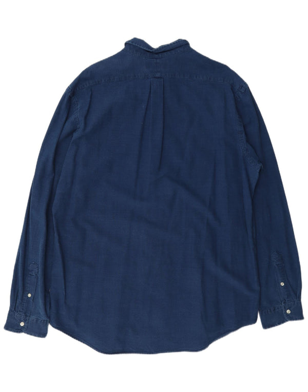 Ralph Lauren Ανδρικό πουκάμισο Indigo Custom Fit 2XL Navy Blue, βαμβακερό