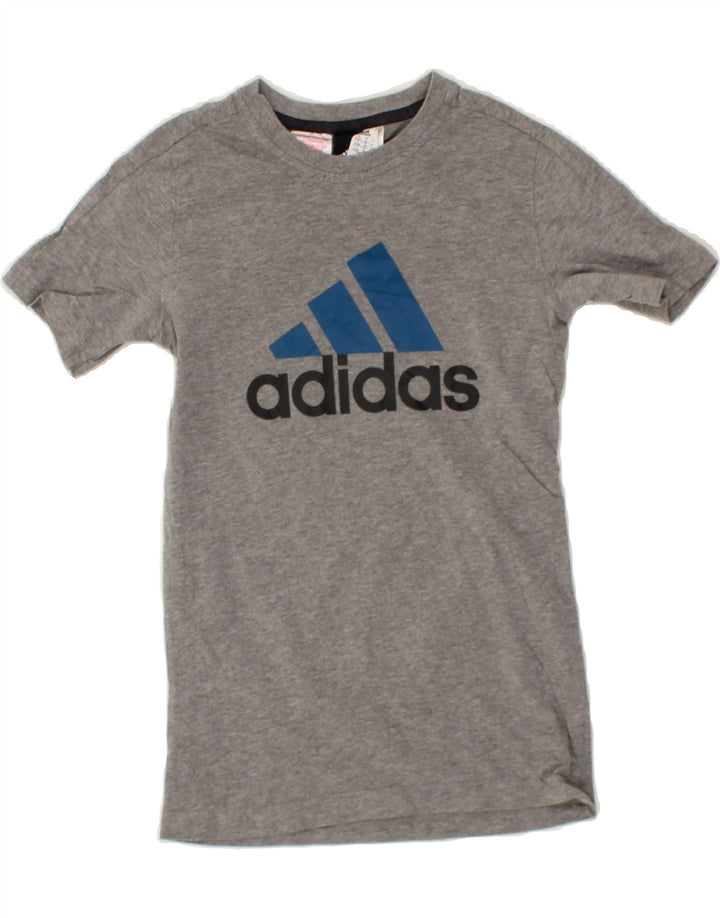 ADIDAS Boys Graphic Top 3/4 Sleeve 9-10 Years Grey Cotton Vintage Adidas and Second-Hand Adidas from Messina Hembry 