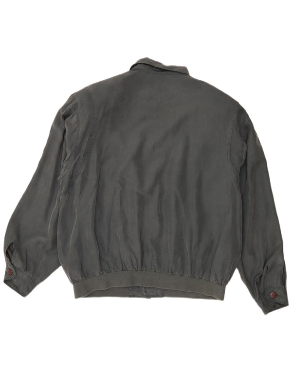 Vintage Ανδρικό Bomber Jacket UK 40 Large Grey Silk