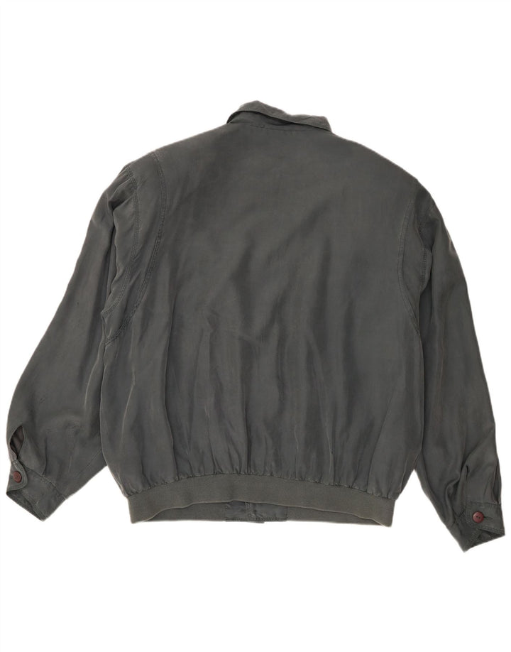 Vintage Ανδρικό Bomber Jacket UK 40 Large Grey Silk