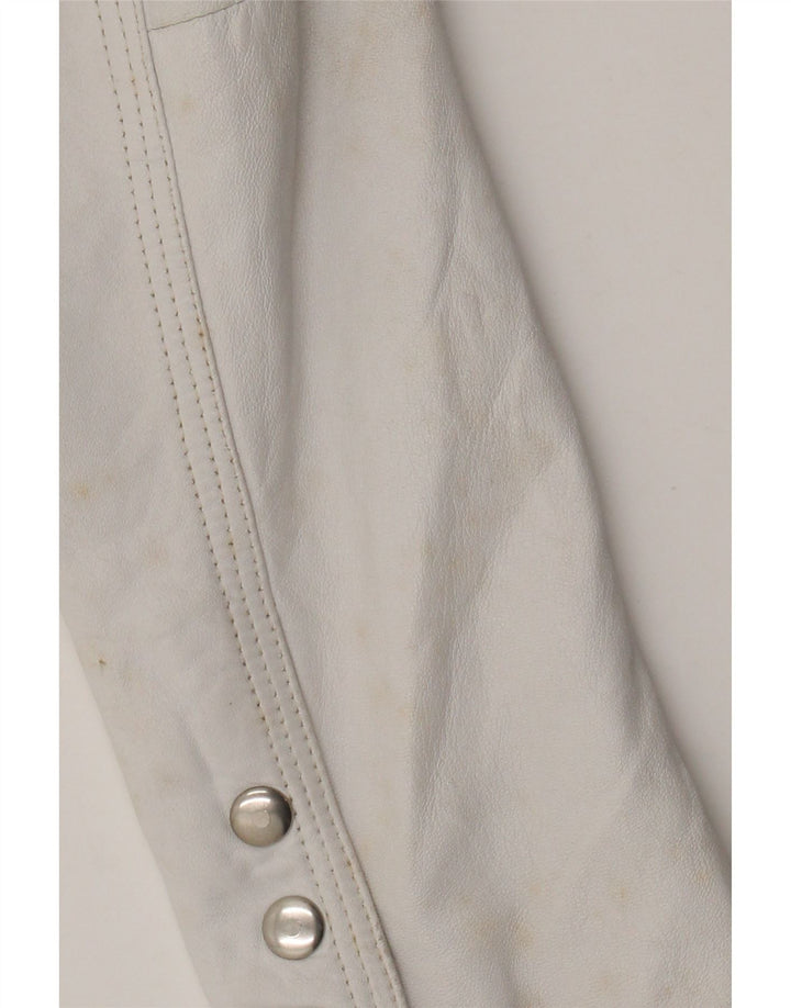 Vintage Γυναικείο Δερμάτινο Σακάκι Μπλέιζερ IT 44 Medium White Leather