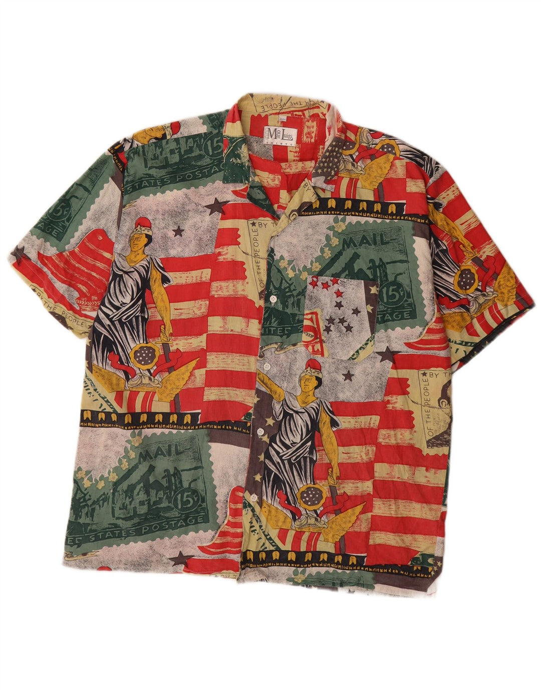 Vintage Ανδρικό πουκάμισο Abstract Pattern Μέγεθος 43/44 Μεγάλο Πολύχρωμο