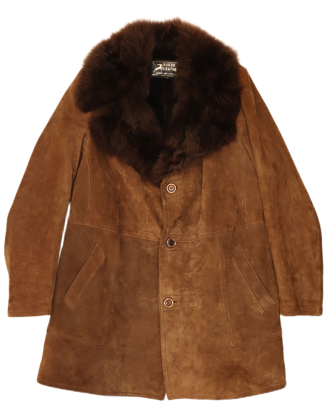 Vintage Ανδρικό παλτό Shearling UK 38 Medium Beige Leather