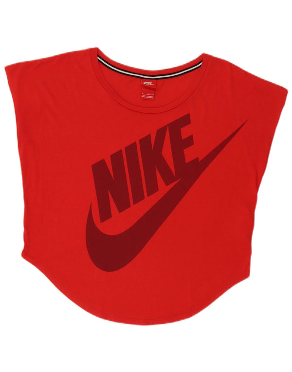 Γυναικείο γραφικό μπλουζάκι Nike μεγάλου μεγέθους Top UK 8 Small Red Polyester Sports