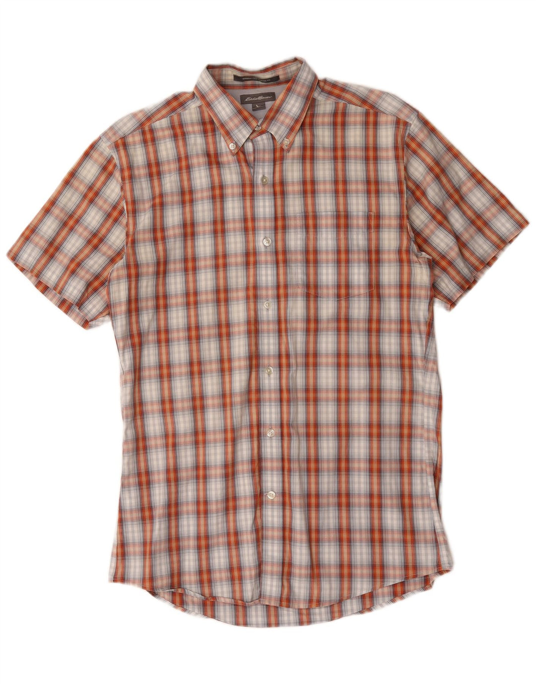 Eddie Bauer Ανδρικό κοντομάνικο πουκάμισο Classic Fit Μικρό πορτοκαλί βαμβακερό
