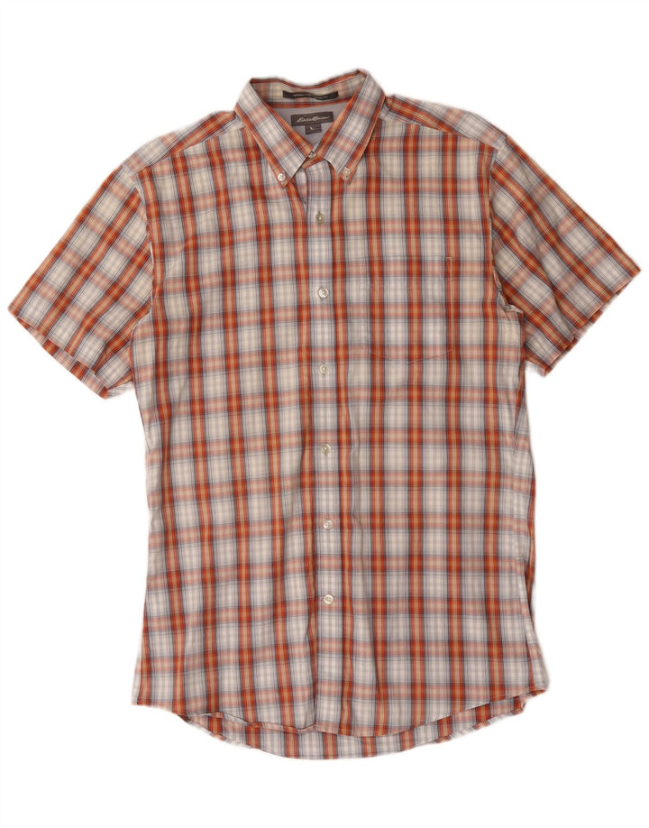 Eddie Bauer Ανδρικό κοντομάνικο πουκάμισο Classic Fit Μικρό πορτοκαλί βαμβακερό