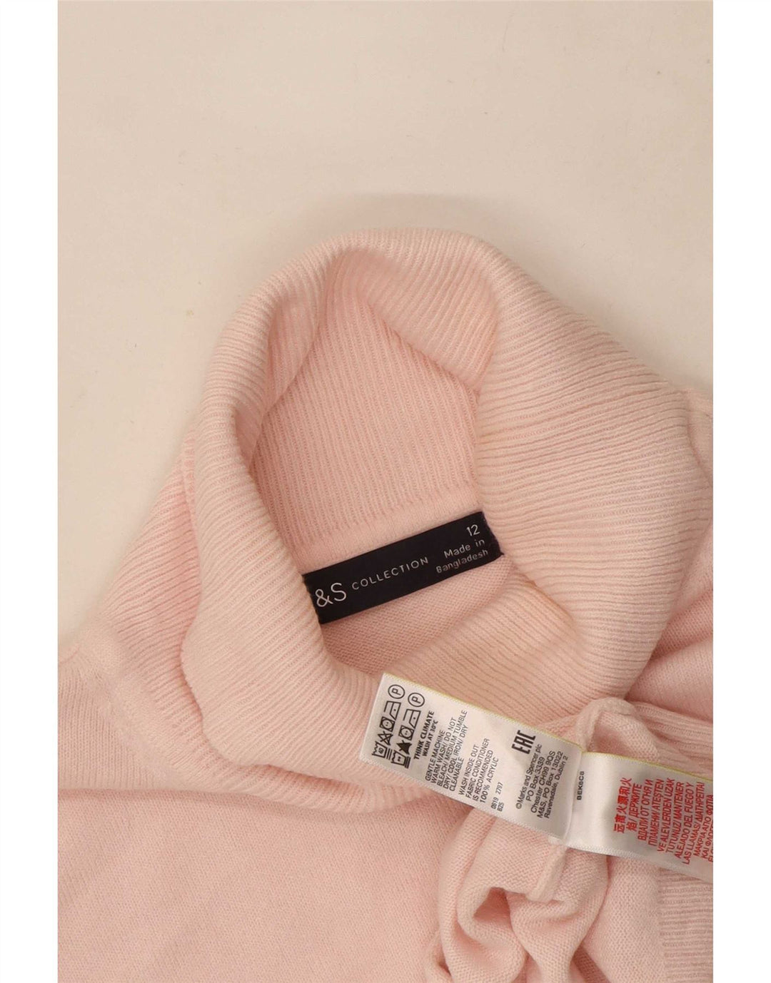 Marks & Spencer Γυναικείο πουλόβερ με ρολό λαιμόκοψη UK 12 Μεσαίο ροζ ακρυλικό