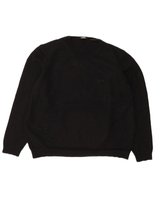 Hugo Boss Γυναικείο πουλόβερ με λαιμόκοψη Crop Crew UK 22 3XL μαύρο μαλλί