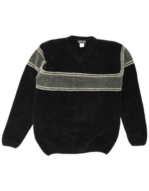 John F Gee Ανδρικό πουλόβερ με λαιμόκοψη UK 44/46 XL Μαύρο ακρυλικό χρώματος