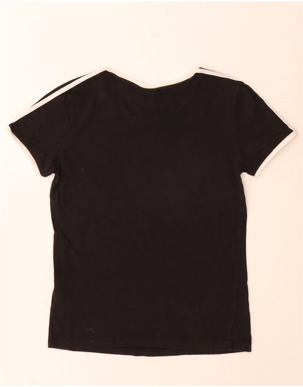 Adidas Γυναικείο T-Shirt Top UK 10 Small μαύρο βαμβακερό