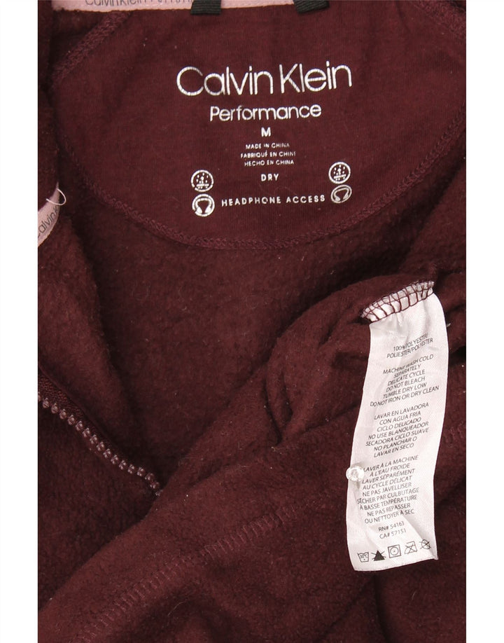 Calvin Klein Γυναικείο τζάκετ με γραφικά φλις UK 14 μεσαίο μπορντό πολυεστέρας