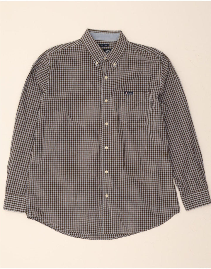 CHAPS Mens Easy Care Shirt Large Blue Check Cotton Vintage Chaps and Second-Hand Chaps from Messina Hembry 