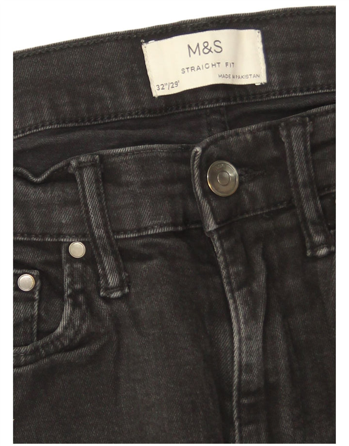 Ανδρικό τζιν ίσιο Marks & Spencer W32 L29 Μαύρο βαμβακερό