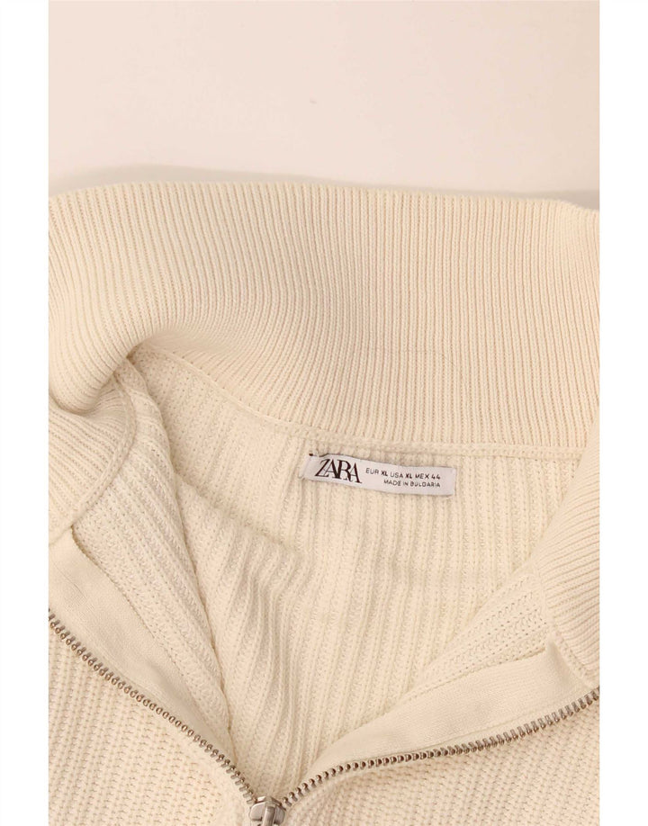 Ανδρικό πουλόβερ Zara με φερμουάρ XL Λευκό
