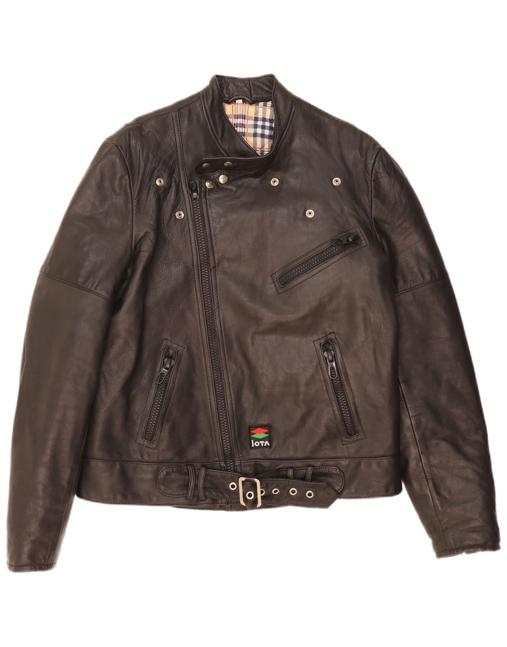 Vintage Ανδρικό Δερμάτινο Μπουφάν Biker UK 40 Large Μαύρο