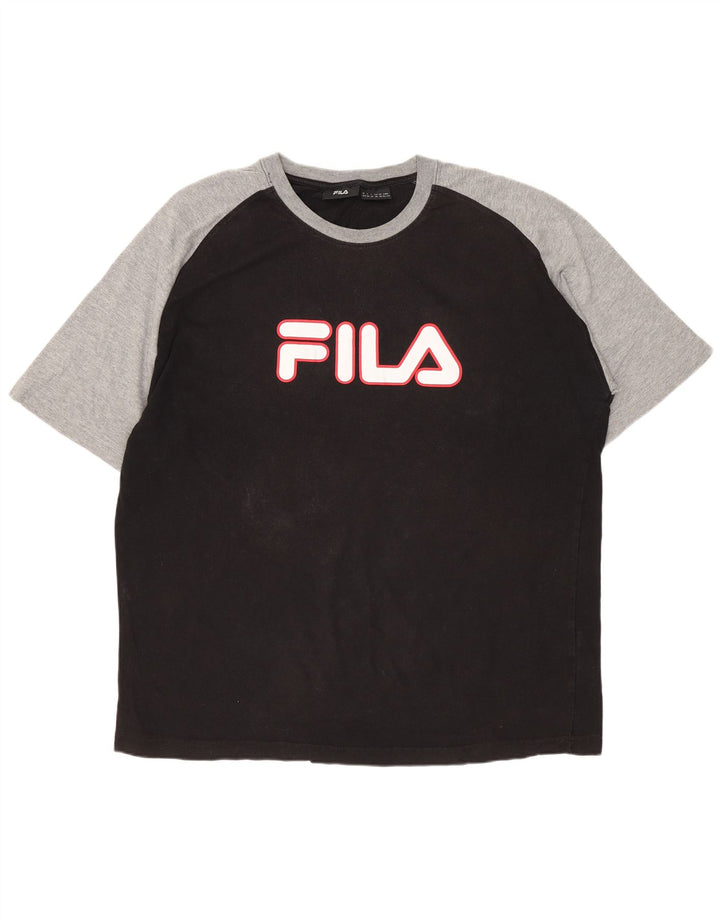 Ανδρικό γραφικό T-Shirt FILA Top XL Black Colourblock