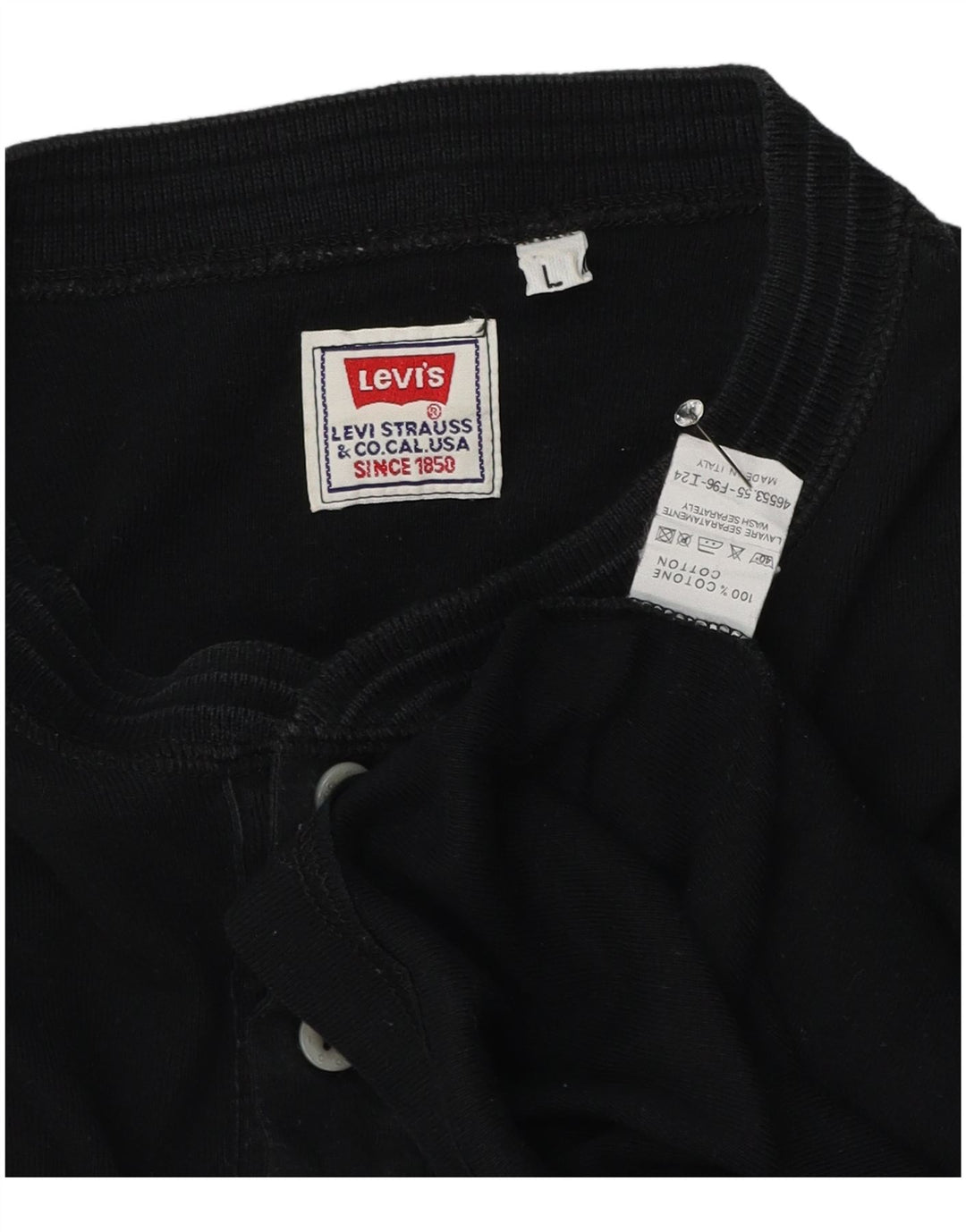 Ανδρικό τοπ Levi's μακρυμάνικο μεγάλο μαύρο βαμβακερό