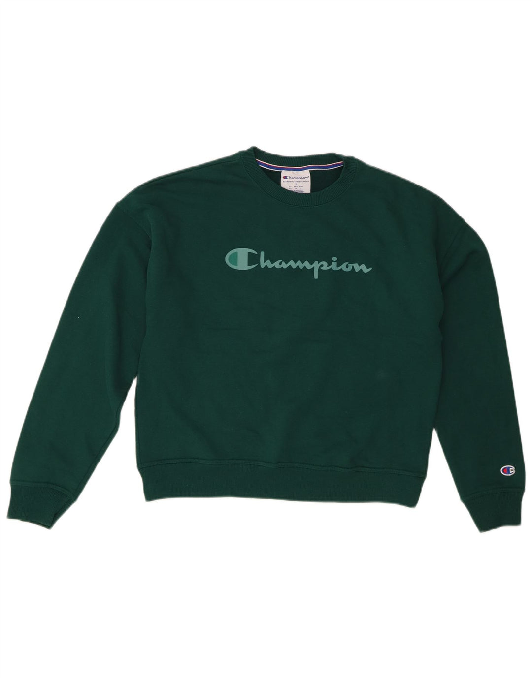 CHAMPION Womens Oversized Graphic Sweatshirt Jumper UK 10 Small Green