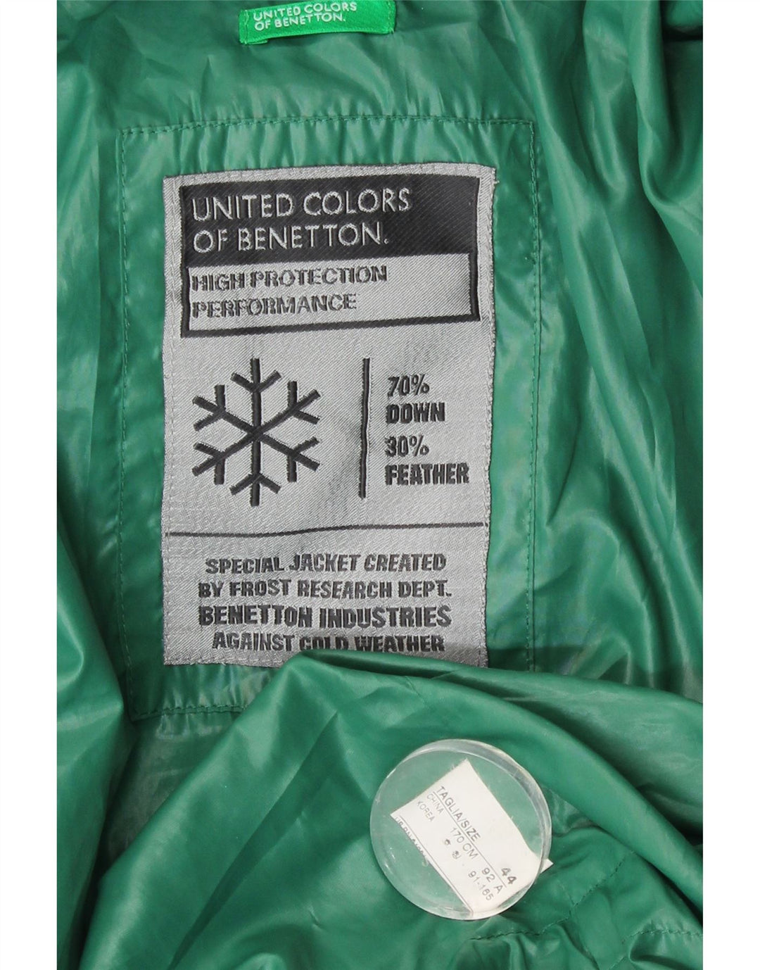 Γυναικείο μπουφάν Benetton με κουκούλα IT 44 Μεσαίο Πράσινο Πολυεστέρας