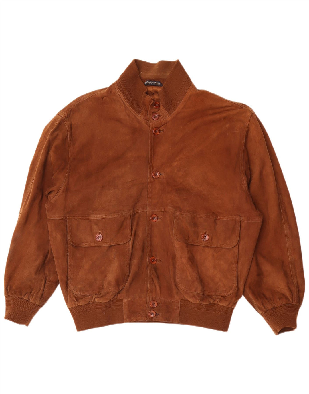 Essebi Ανδρικό Suede Bomber Jacket EU 46 Small Brown Δερμάτινο Loose Fit