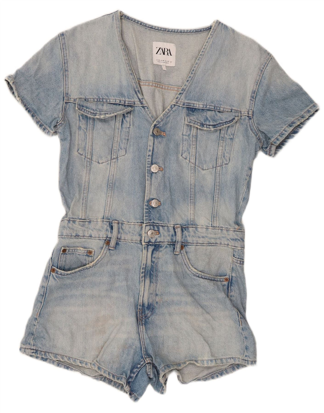 Zara Γυναικείο Τζιν Playsuit UK 12 μεσαίο μπλε βαμβακερό