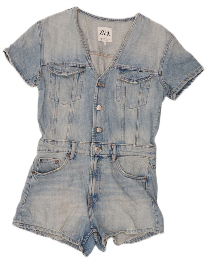 Zara Γυναικείο Τζιν Playsuit UK 12 μεσαίο μπλε βαμβακερό