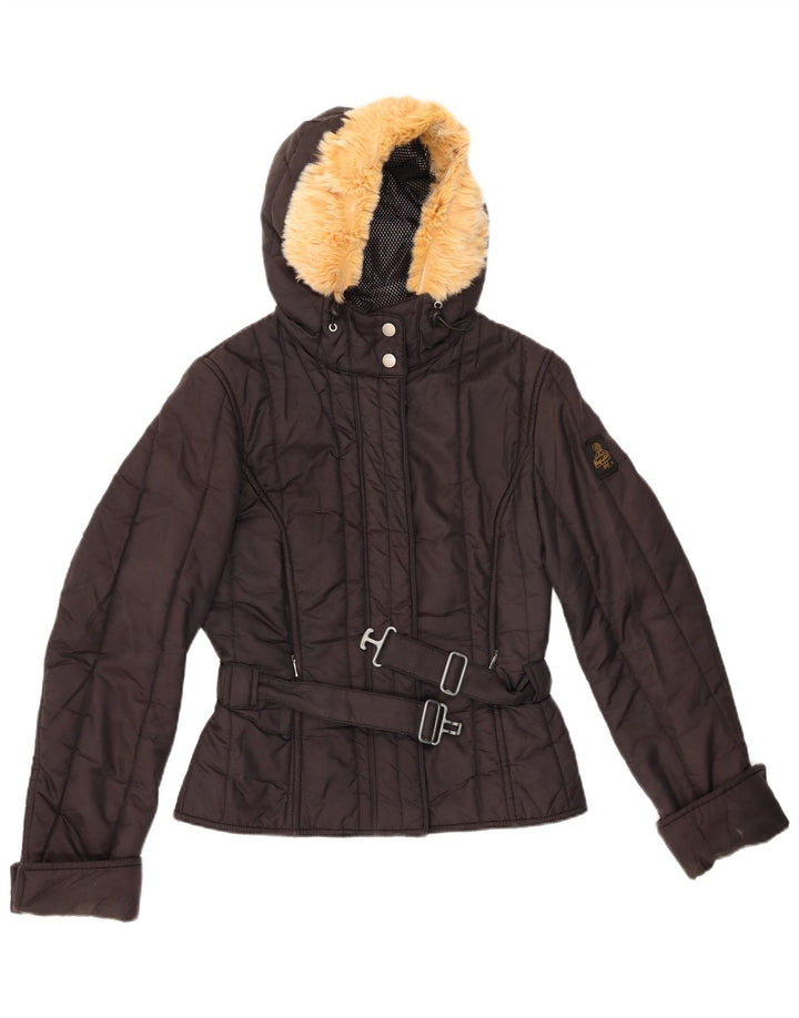 REFRIGIWEAR Γυναικείο μπουφάν με κουκούλα με επένδυση UK 14 μεσαίο μαύρο πολυαμίδιο