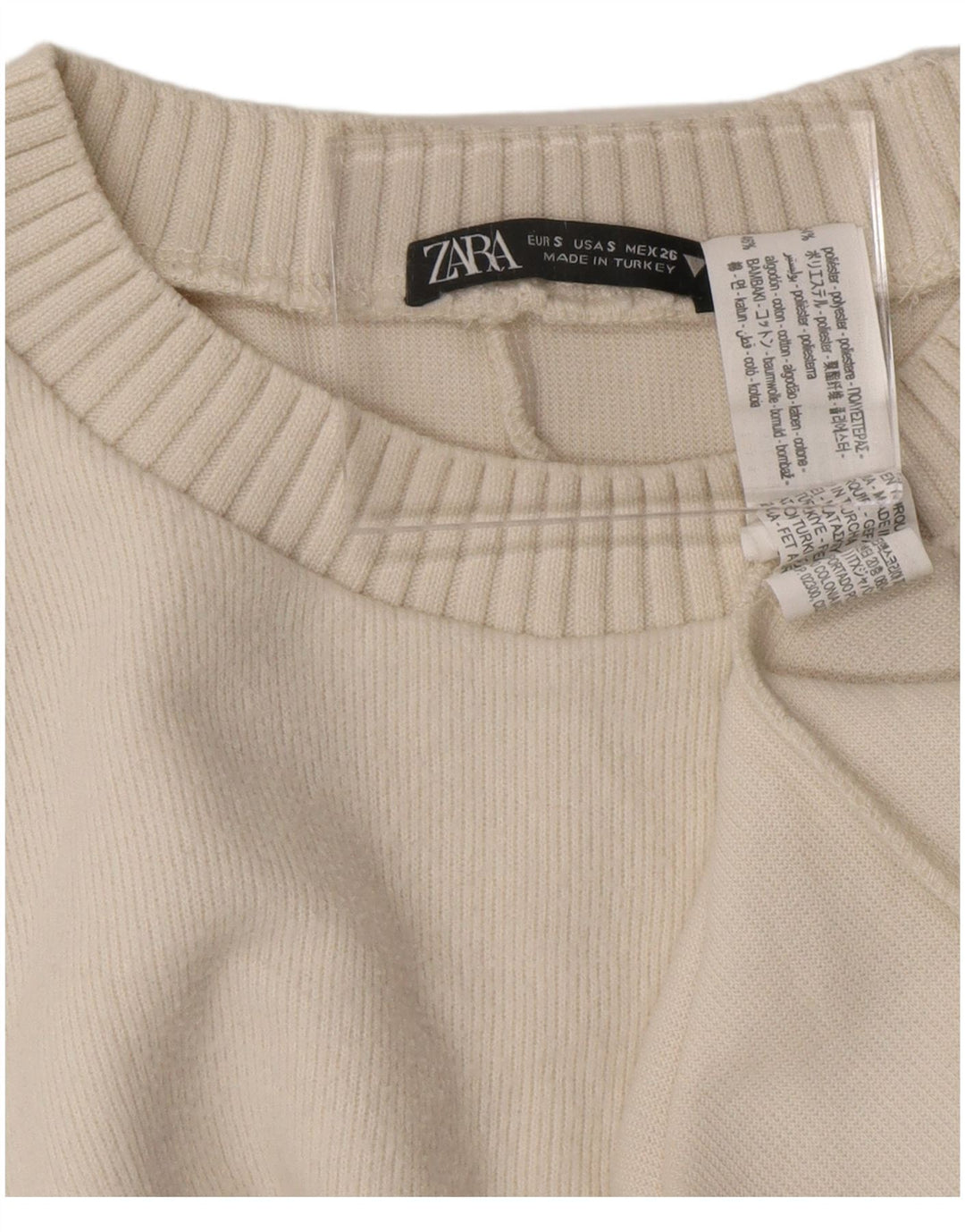 ZARA Γυναικείο πουλόβερ υπερμεγέθη Crop Crew Neck Jumper UK 10 Small White