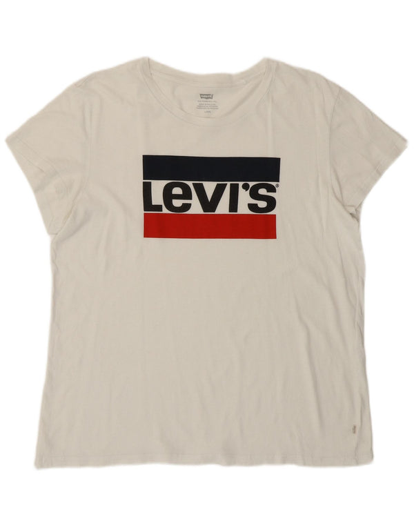 Γυναικείο γραφικό T-Shirt LEVI'S Top UK 16 Large White