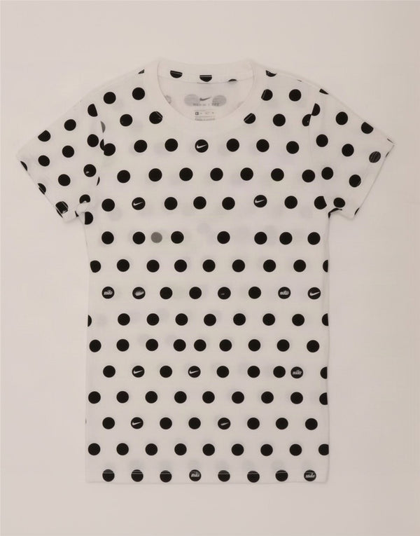 Γυναικείο T-Shirt Nike UK 6 XS Λευκό βαμβακερό πουά