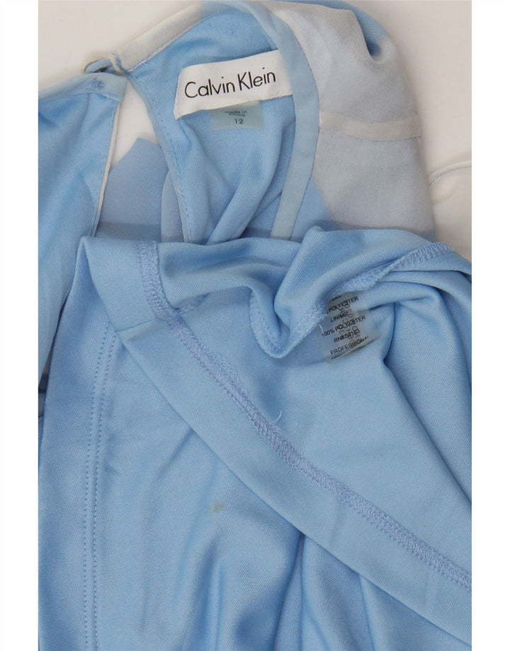 Calvin Klein Γυναικεία Αμάνικη Σκηνή Φόρεμα US 12 Large Blue Floral Polyester
