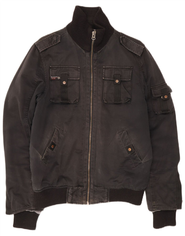 Jack & Jones Mens Utility Jacket UK 40 Large Black Cotton