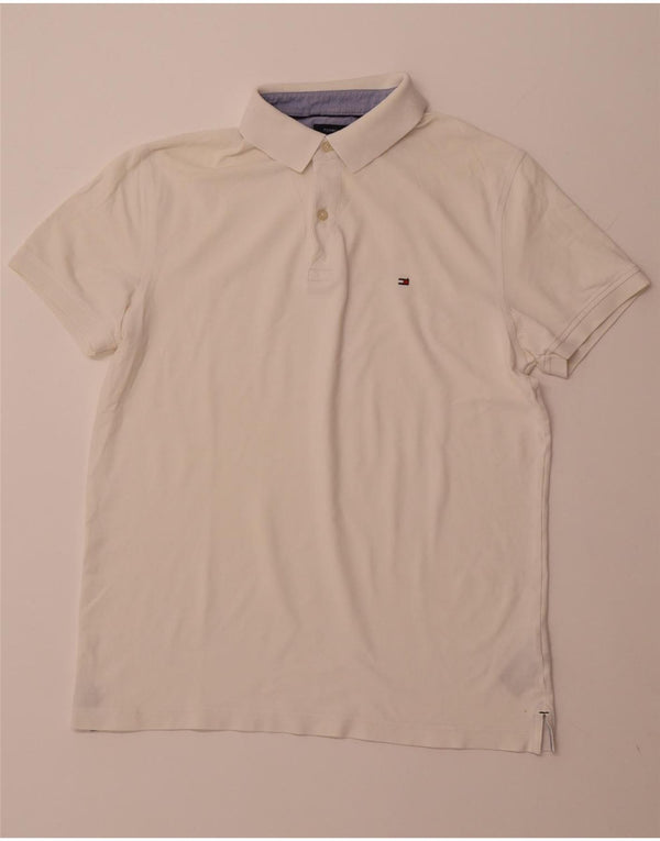 TOMMY HILFIGER Ανδρικό πουκάμισο Polo Slim Fit μεγάλο λευκό βαμβακερό