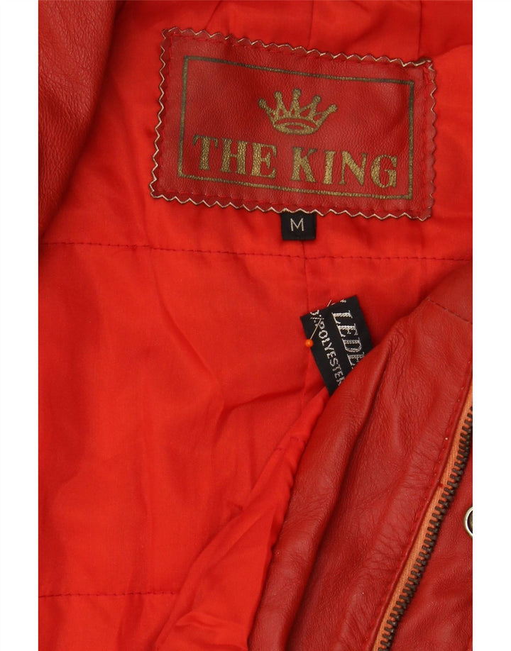 VINTAGE Ανδρικό Δερμάτινο Gilet UK 38 Μεσαίο κόκκινο δέρμα