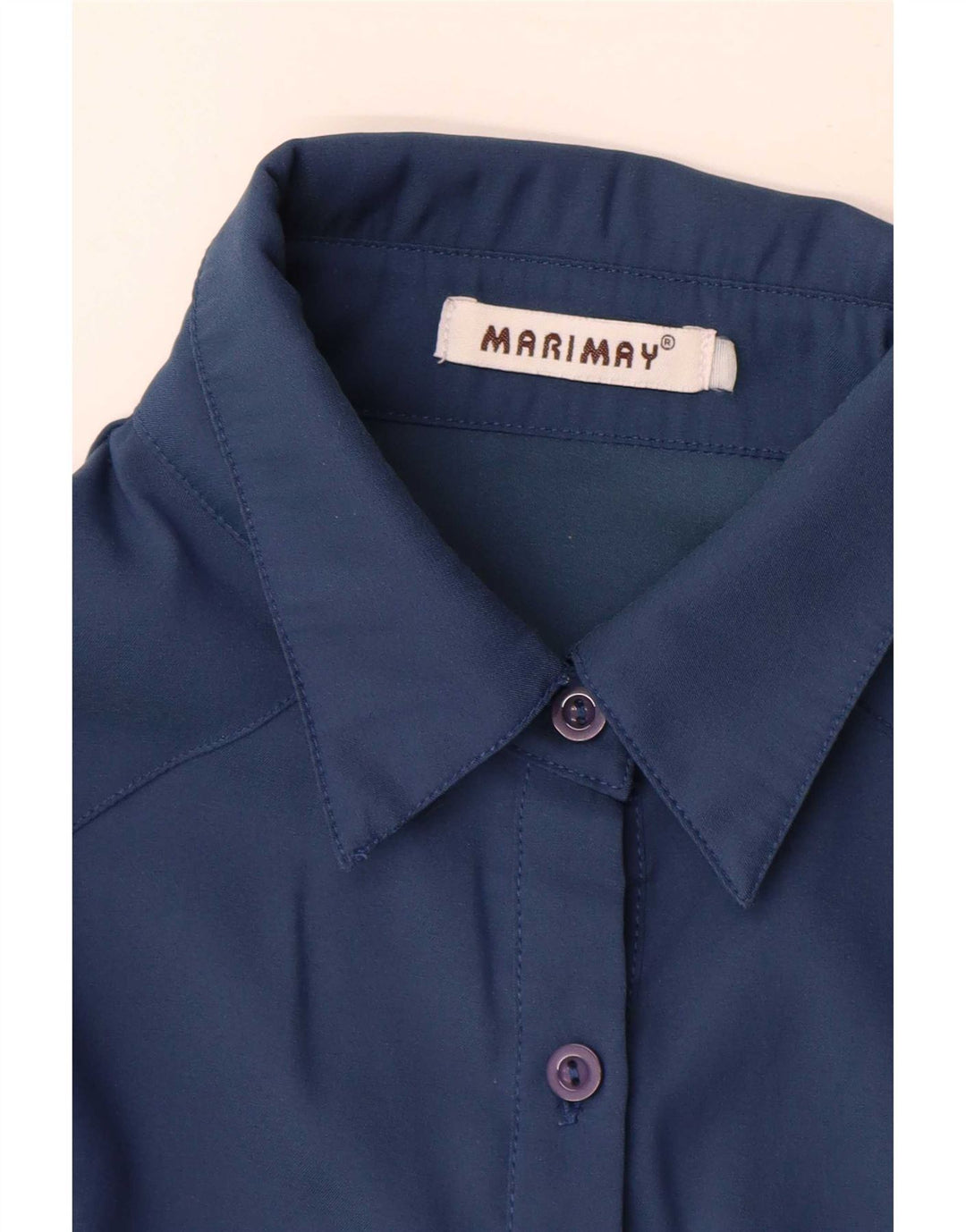 Vintage Γυναικείο Πουκάμισο UK 12 Medium Navy Blue βαμβακερό
