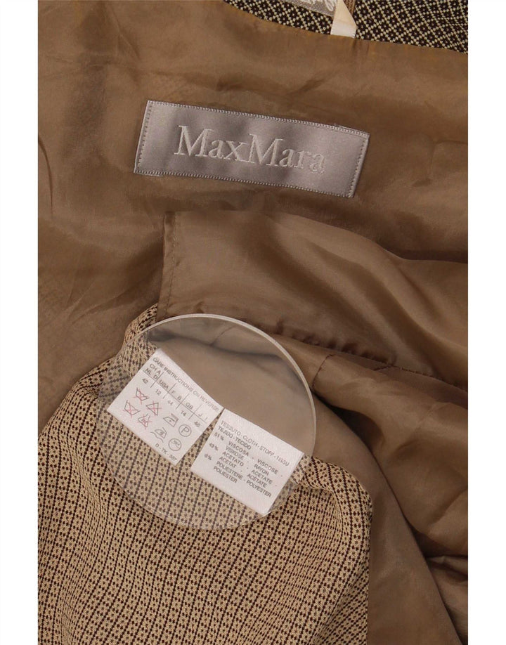 Max Mara Γυναικείο μπουφάν blazer UK 14 μεγάλο καφέ γεωμετρική βισκόζη