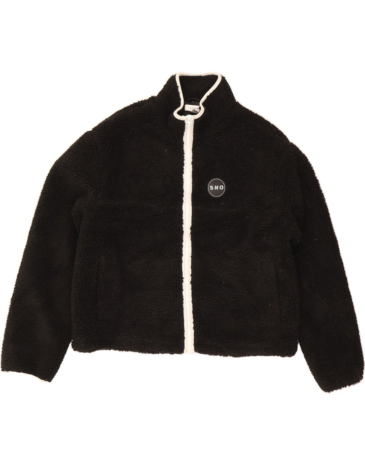 TOPSHOP Womens Fleece Jacket UK 12 Medium Black Polyester Vintage Topshop and Second-Hand Topshop from Messina Hembry 