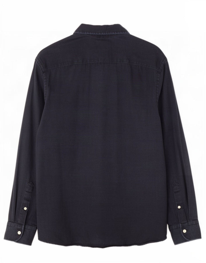 Zara Ανδρικό τζιν πουκάμισο μεγάλο Navy Blue Lyocell