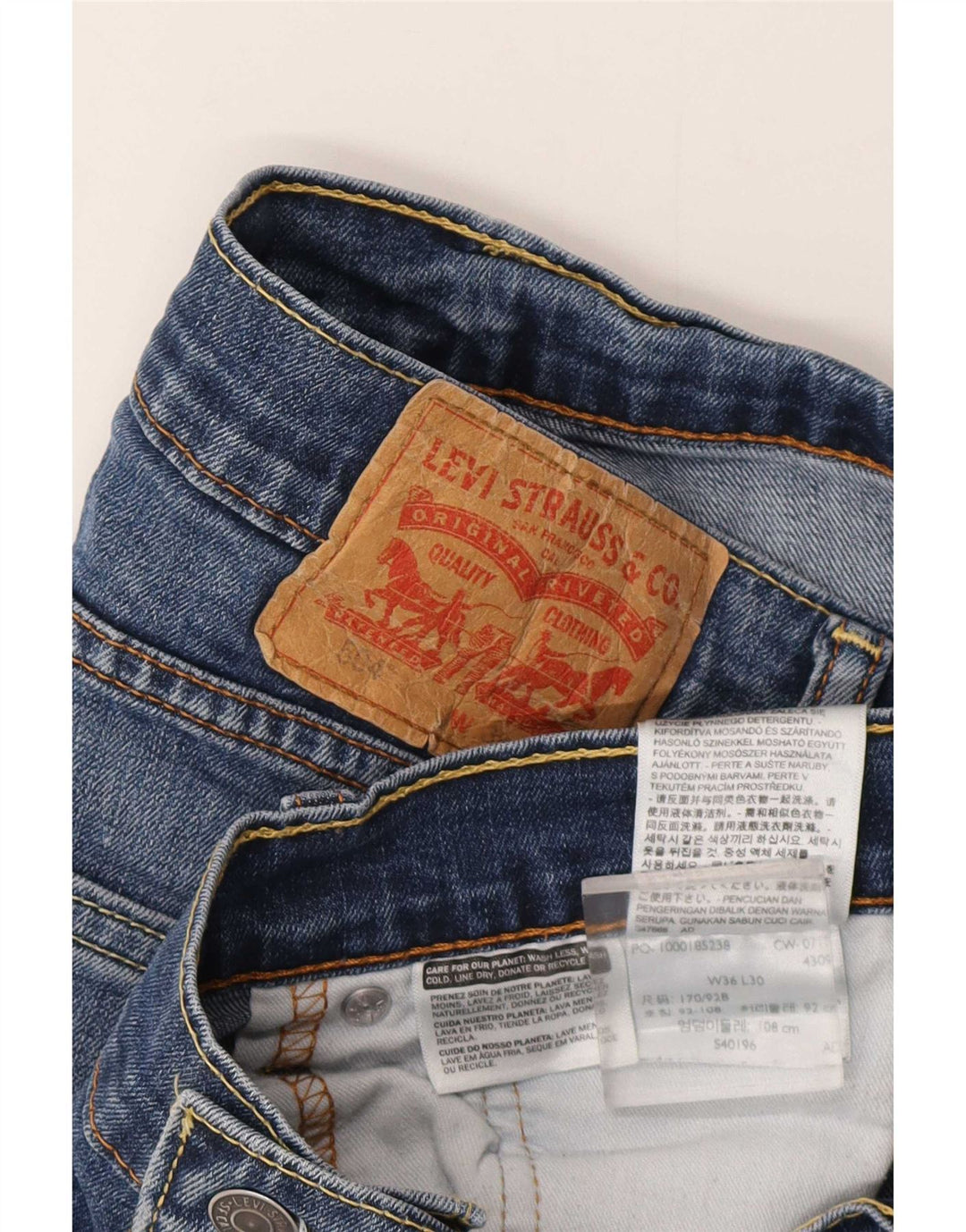 Levi's Mens 504 Straight Jeans W36 L30 Blue Cotton