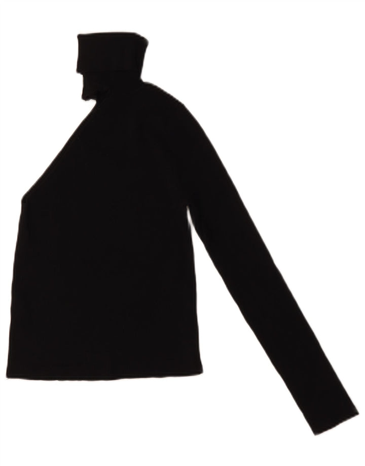 Zara Γυναικείο Crop Roll Neck One Shoulder Top UK 8 Small Black Viscose