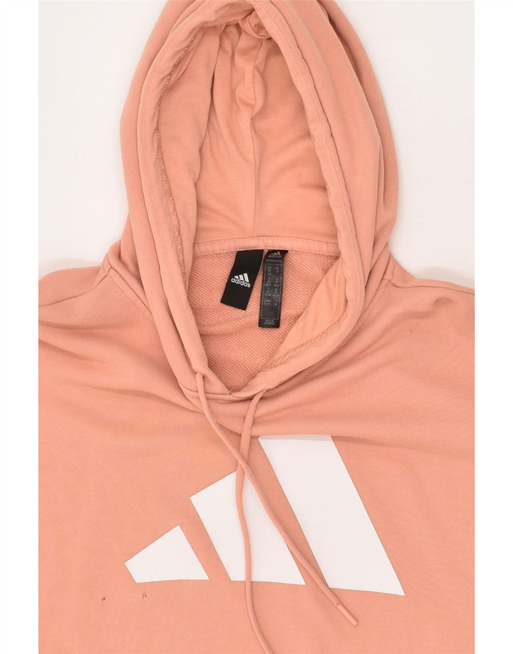 ADIDAS Womens Oversized Graphic Hoodie Jumper UK 4/6 XS Pink Cotton | Vintage Adidas | Thrift | Second-Hand Adidas | Used Clothing | Messina Hembry 