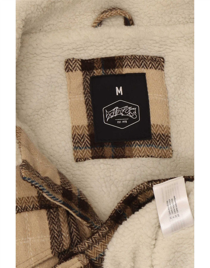 Vintage Ανδρικό Sherpa Jacket UK 38 Medium Beige Check Polyester