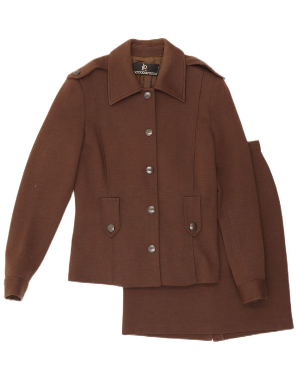 Roccobarocco γυναικεία φούστα 2 τεμαχίων με 5 κουμπιά UK 10 Small W23 Brown Army