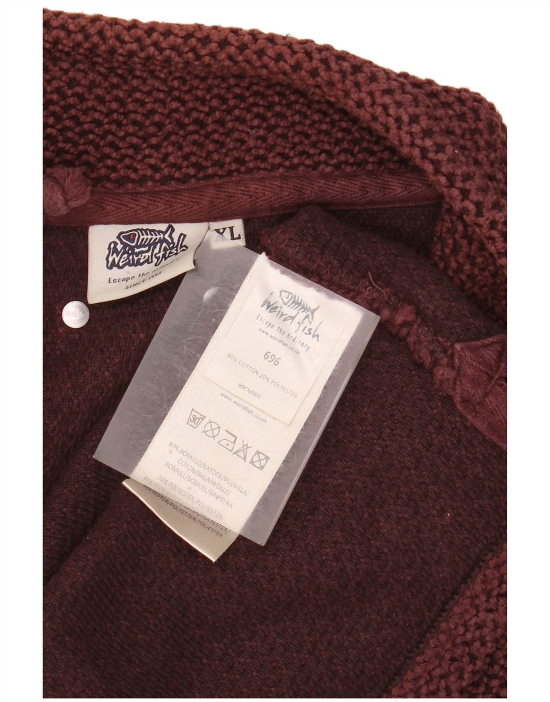 Ανδρικό φούτερ με φερμουάρ WEIRD FISH Jumper XL Βαμβακερό μπορντό