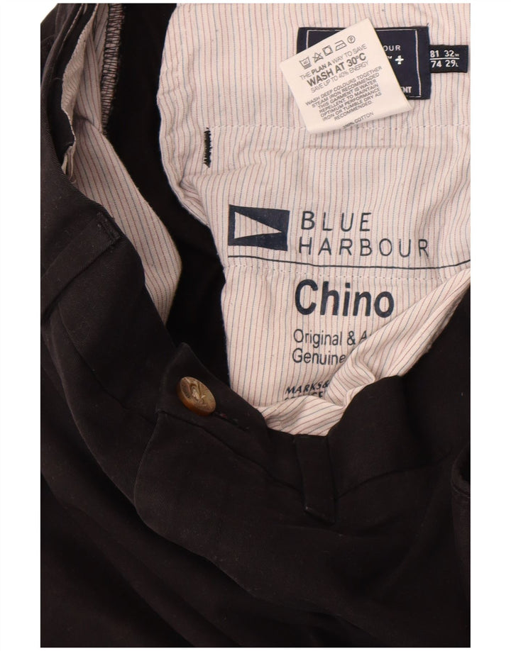 Marks & Spencer Ανδρικό Παντελόνι Chino Straight Blue Harbour W32 L29 Μαύρο