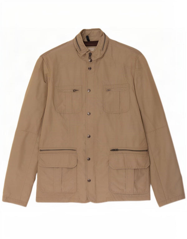 Geox Mens Respira Hooded Utility Jacket UK 46 3XL Beige Polyamide
