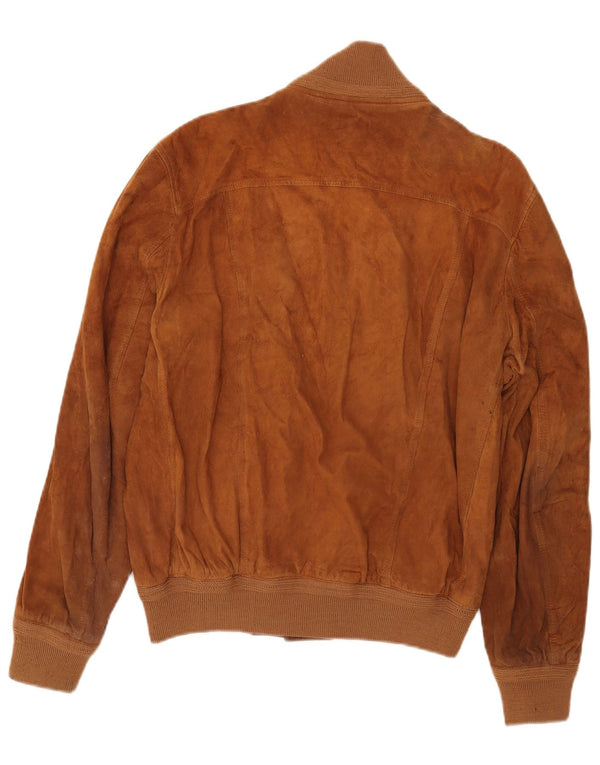 Vintage Ανδρικό Suede Bomber Jacket IT 50 Large Brown Δερμάτινο