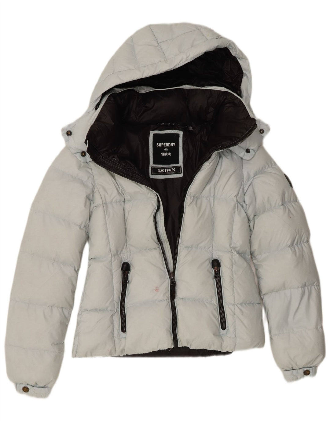 Γυναικείο μπουφάν με κουκούλα Superdry UK 8 Small Blue Nylon